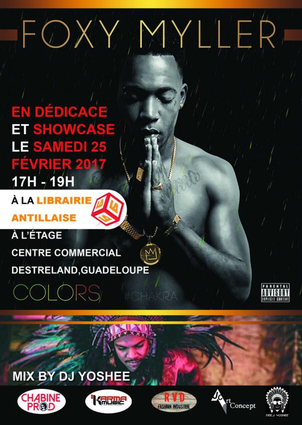 Séance de Dédicace Album "COLORS" de Foxy Myller, le 25 Février à la Librairie Antillaise Séance de Dédicace Album "COLORS" de Foxy Myller, le 25 Février à la Librairie Antillaise