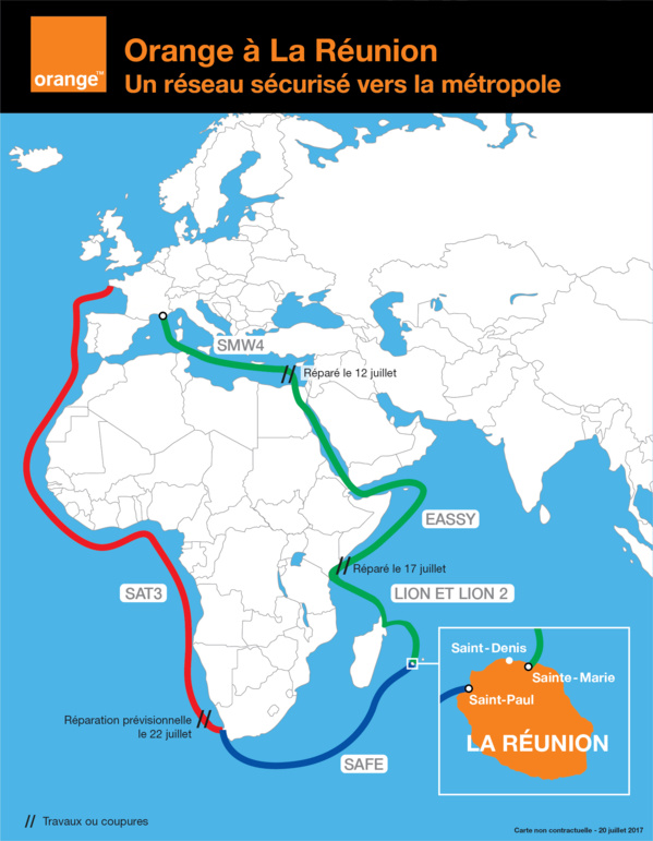 Le trafic internet est revenu à la normale sur les réseaux d’Orange à la Réunion. Le trafic internet est revenu à la normale sur les réseaux d’Orange à la Réunion.