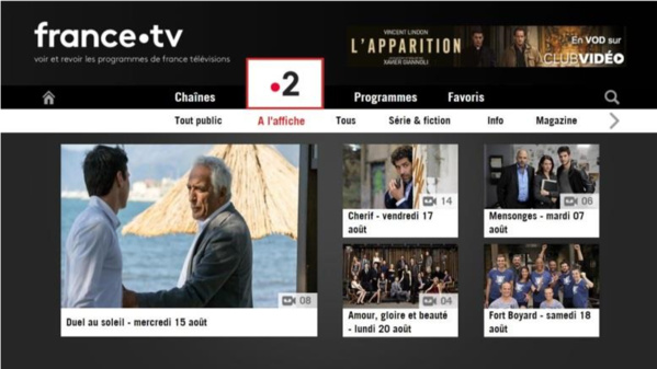 Nouvelle interface Replay France 2