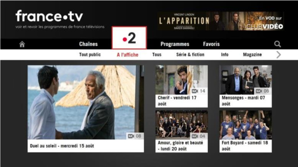 Nouvelle interface Replay France 2 Nouvelle interface Replay France 2