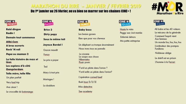 Le Marathon du Rire sur les chaînes Cine+ Le Marathon du Rire sur les chaînes Cine+