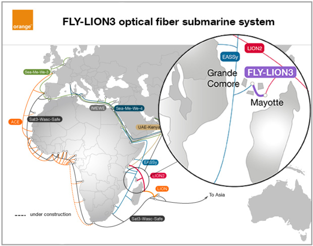 Mayotte / Fly-LION3: Un câble de 400 kilomètres pour sécuriser le réseau internet Mayotte / Fly-LION3: Un câble de 400 kilomètres pour sécuriser le réseau internet