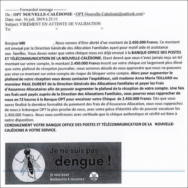 OPT: SMS & Mail frauduleuses en cours en Nouvelle-Calédonie OPT: SMS & Mail frauduleuses en cours en Nouvelle-Calédonie