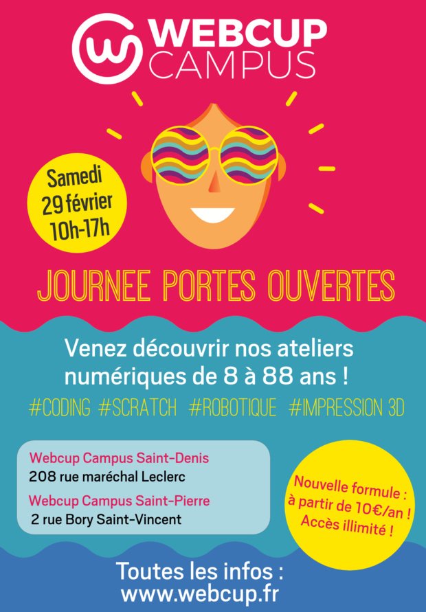 La Réunion: L'association Webcup organise le 29 février une journée portes ouvertes sur ses Campus du Nord et du Sud La Réunion: L'association Webcup organise le 29 février une journée portes ouvertes sur ses Campus du Nord et du Sud