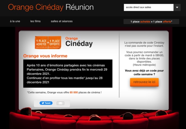 Orange met fin au programme Cinéday Orange met fin au programme Cinéday