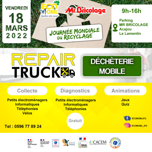 Martinique / Eco Mobil : Journée mondiale du recyclage ce vendredi en partenariat avec Mr Bricolage Martinique / Eco Mobil : Journée mondiale du recyclage ce vendredi en partenariat avec Mr Bricolage