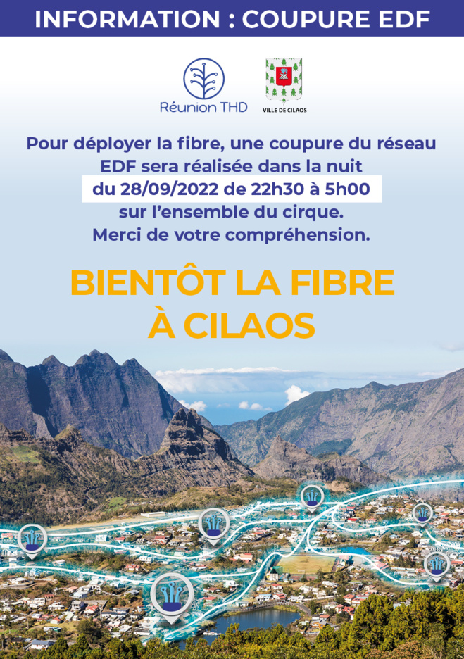 La fibre déployée à Cilaos : coupure d'électricité à prévoir !