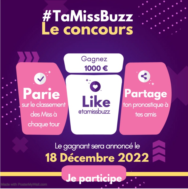 Coup de projecteur sur #Tamissbuzz, le concours de pronostics de Miss 100% Made in Outre-Mer Coup de projecteur sur #Tamissbuzz, le concours de pronostics de Miss 100% Made in Outre-Mer