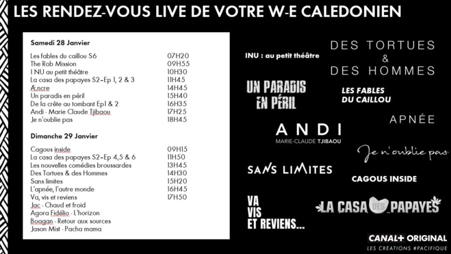Week-end 100% Calédonien, du 28 au 29 janvier sur Canal+ Calédonie Week-end 100% Calédonien, du 28 au 29 janvier sur Canal+ Calédonie