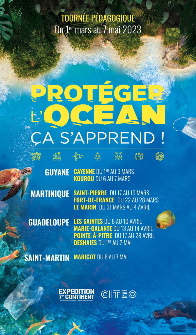 Education à l’éco-citoyenneté aux Antilles-Guyane : sixième édition de la tournée « Protéger l’Océan ça s’apprend » avec 7ème Continent Education à l’éco-citoyenneté aux Antilles-Guyane : sixième édition de la tournée « Protéger l’Océan ça s’apprend » avec 7ème Continent