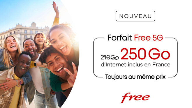 Free augmente à 250 Go/mois l’Internet inclus dans le Forfait Free sans surcoût Free augmente à 250 Go/mois l’Internet inclus dans le Forfait Free sans surcoût