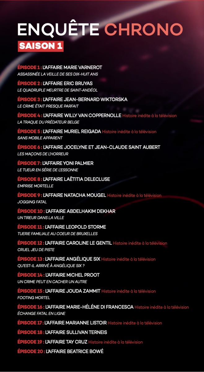 Nouveau : "Enquêtes Chrono", produit et raconté par Arnaud Poivre d'Arvor, à partir du 30 octobre sur RTL9 Nouveau : "Enquêtes Chrono", produit et raconté par Arnaud Poivre d'Arvor, à partir du 30 octobre sur RTL9