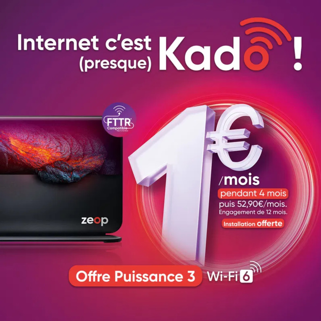Zeop : L'offre Fibre Triple Play (TV - Internet - Fixe) en promo à 1€ pendant 4 mois Zeop : L'offre Fibre Triple Play (TV - Internet - Fixe) en promo à 1€ pendant 4 mois