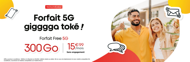 Free Réunion enrichit son forfait 5G avec + de data mobile à un prix ultra compétitif avec 300 Go d’Internet pour 15,99€/mois, sans engagement ! Free Réunion enrichit son forfait 5G avec + de data mobile à un prix ultra compétitif avec 300 Go d’Internet pour 15,99€/mois, sans engagement !