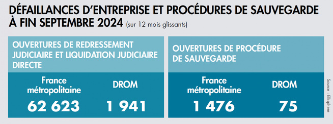 Augmentation significative des défaillances dans les Départements et Régions d'Outre-Mer Augmentation significative des défaillances dans les Départements et Régions d'Outre-Mer