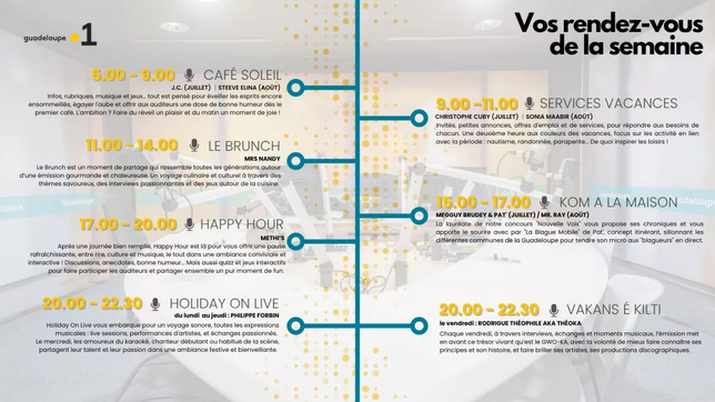 Un été 2025 riche en culture et divertissement sur les antennes de Guadeloupe la 1ère Un été 2025 riche en culture et divertissement sur les antennes de Guadeloupe la 1ère