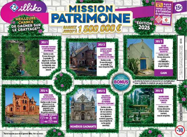 FDJ : La huitième édition de l’offre de jeux Mission Patrimoine est lancée FDJ : La huitième édition de l’offre de jeux Mission Patrimoine est lancée