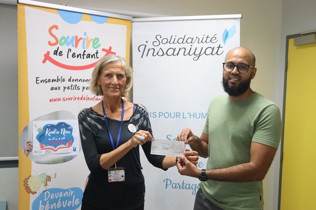 Valérie Lavaux (Association Sourire de l'Enfant) et Youssouf Alibhaye (Solidarité Insaniyat)