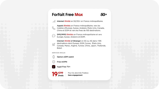 Free lance le 1er forfait mobile Internet illimité en France et dans plus de 135 destinations dans le monde