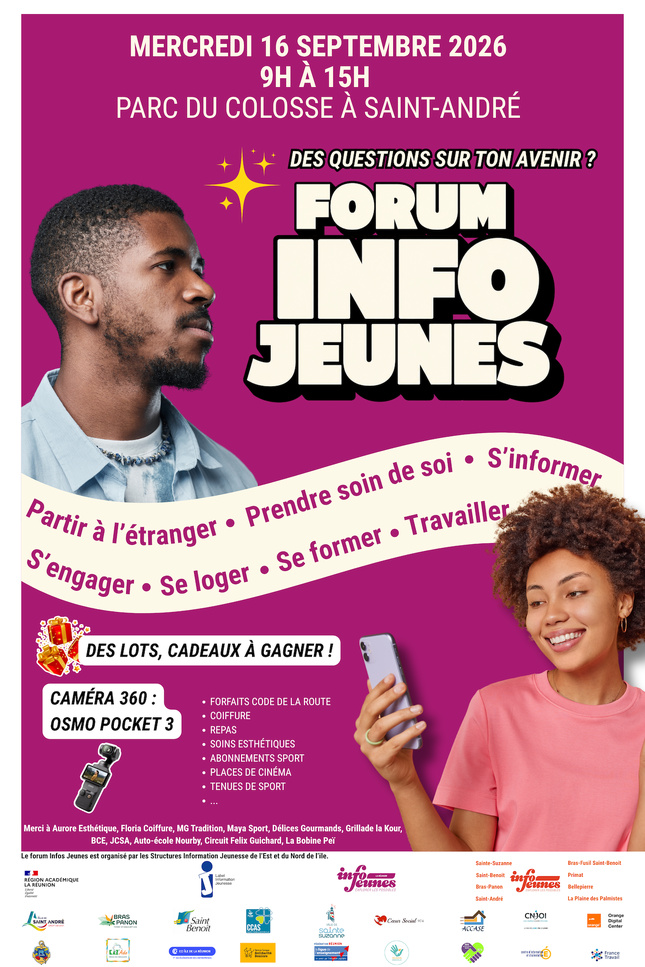 Forum Info Jeunes : des réponses concrètes pour les jeunes de l'Est et du Nord de l'île Forum Info Jeunes : des réponses concrètes pour les jeunes de l'Est et du Nord de l'île
