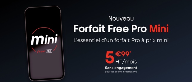Free Pro lance son forfait mobile « Mini » à 5,99 € HT pour répondre aux besoins essentiels des entreprises Free Pro lance son forfait mobile « Mini » à 5,99 € HT pour répondre aux besoins essentiels des entreprises
