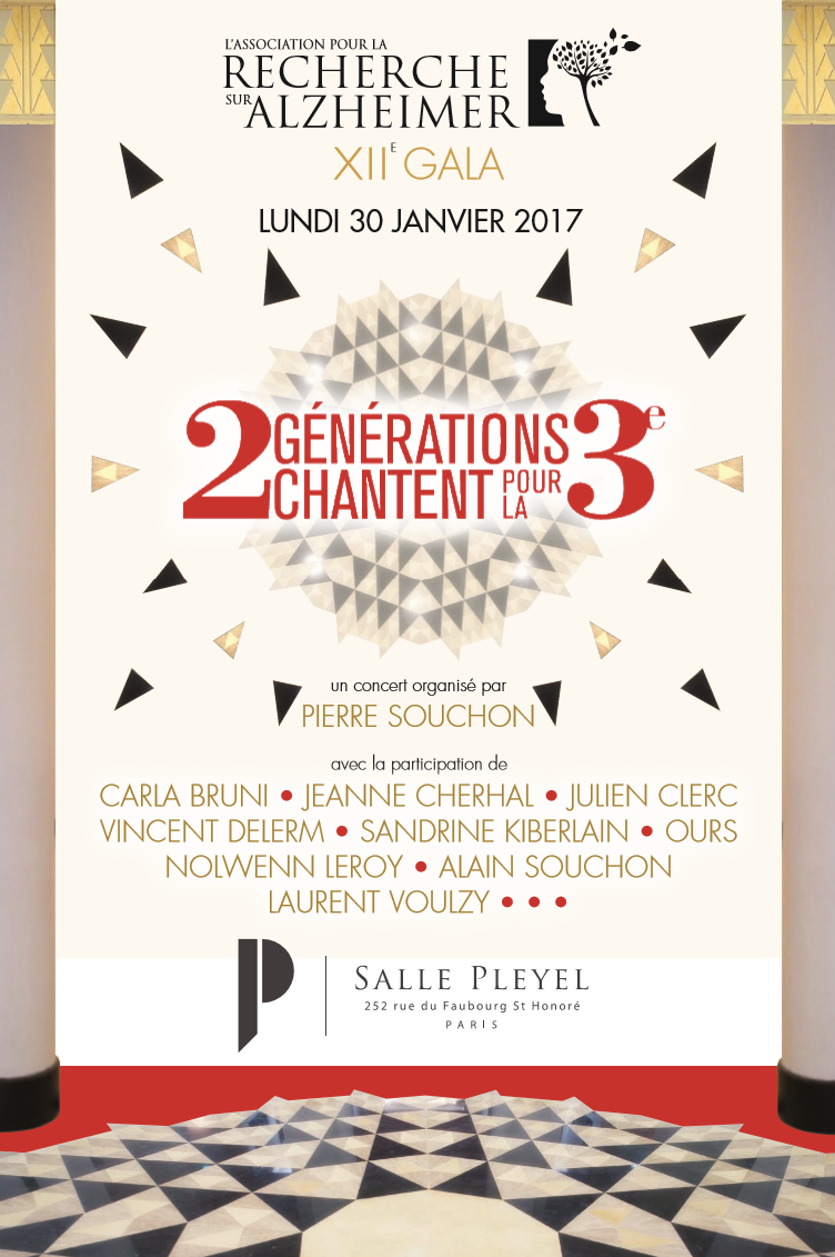 12e Gala de l’Association pour la Recherche sur Alzheimer, le Lundi 30 Janvier 2017 à la Salle Pleyel (Paris)