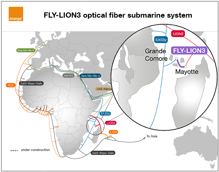 Le câble sous-marin très haut débit FLY-LION3 atterrit à Mayotte