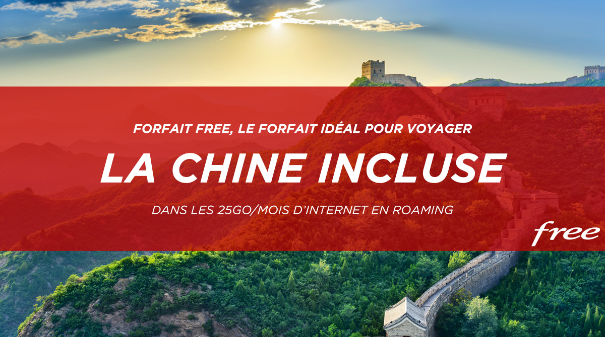 Free: Le Forfait mobile inclus la data en roaming depuis la Chine