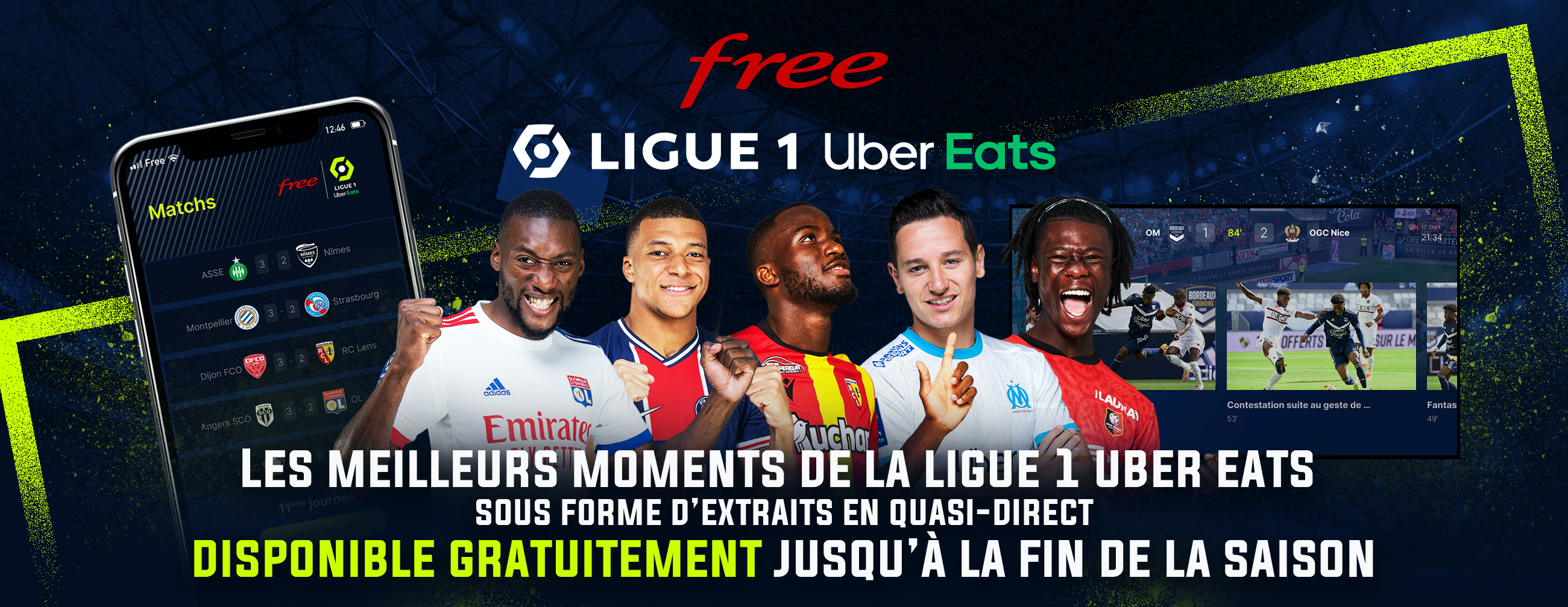 L’application Free Ligue 1 Uber Eats continuera d’être accessible gratuitement jusqu’à la fin de la saison 2020-2021