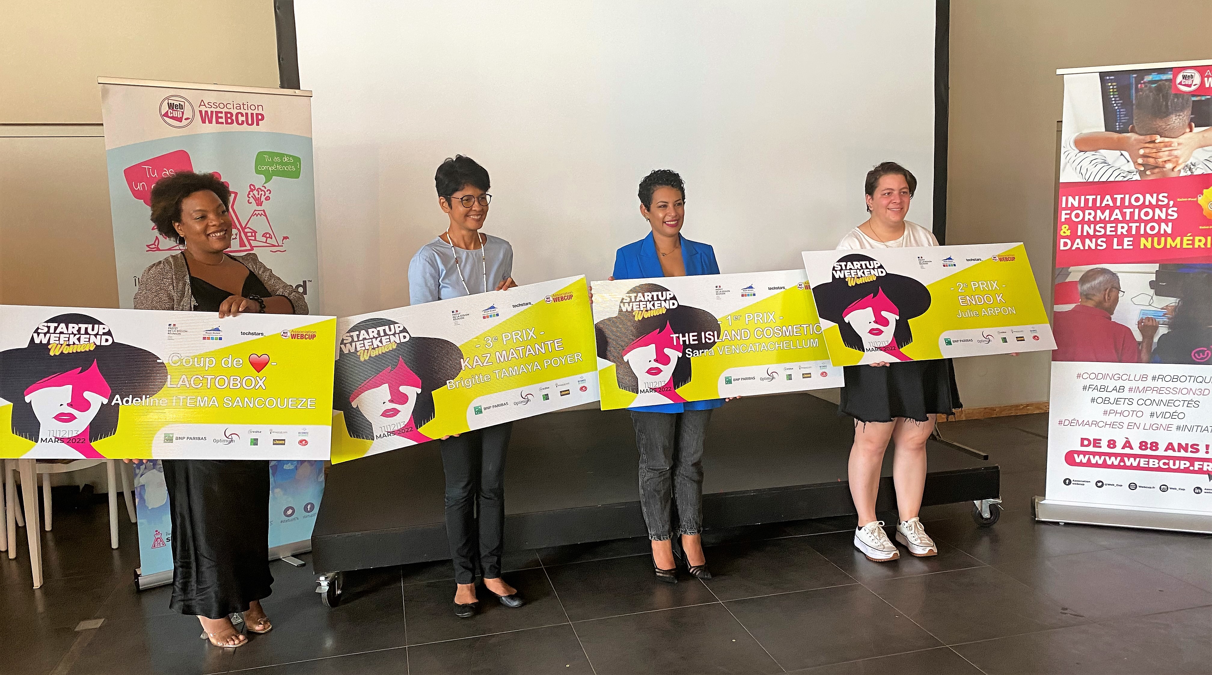 Les 4 lauréates du Startup weekend women reunion 2022