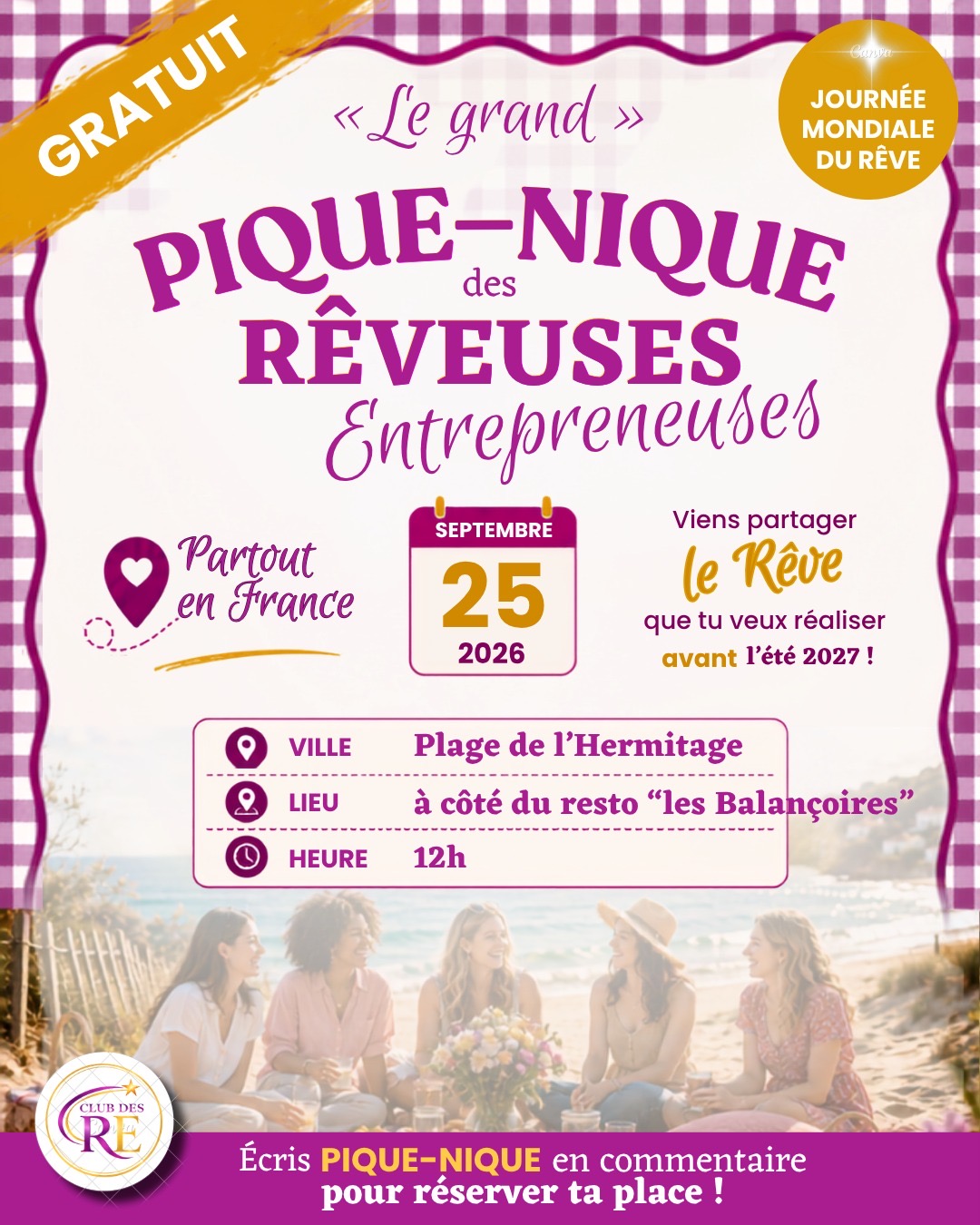 Journée mondiale du Rêve : un grand pique-nique des entrepreneuses organisé à l’Hermitage ce vendredi